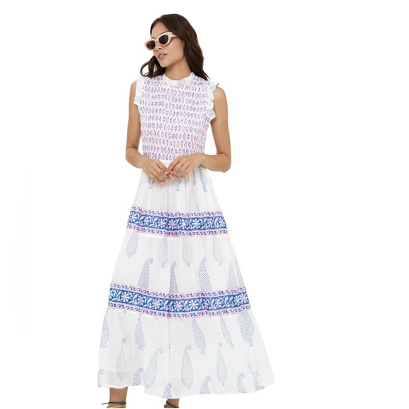 NEW Oliphant Sleeveless Smocked Maxi. Aptos Blue. S.
NWT. - Picture 5 of 12